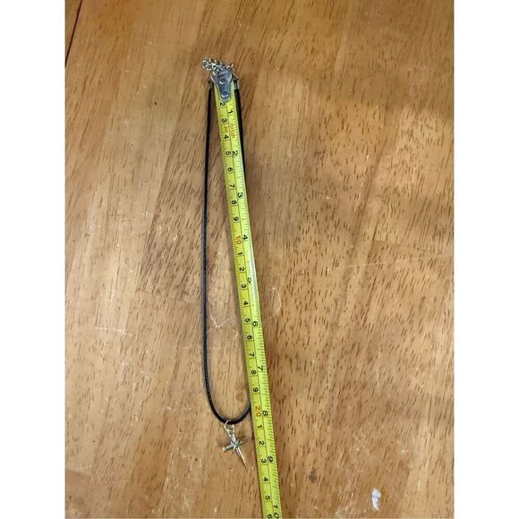 Spike Nail Cross Necklace with Leather cord 21" - Picture 5 of 5